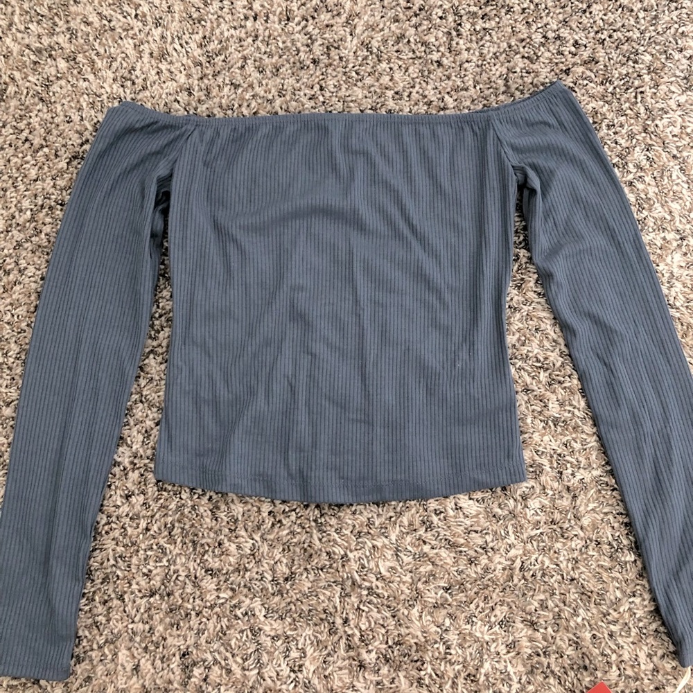 Off the shoulder crop long sleeve top